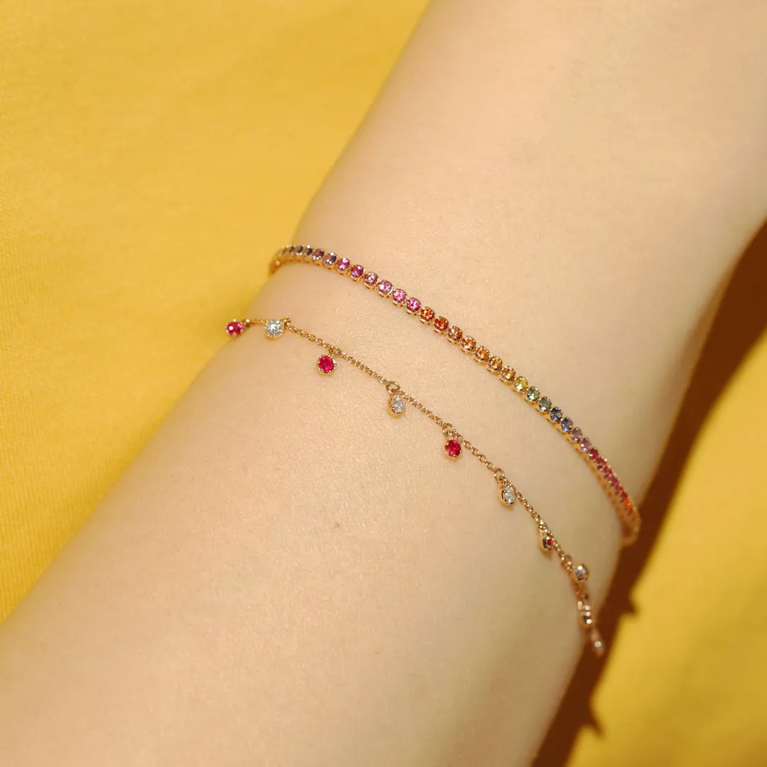 mori - 14K Rose Gold Ruby And Diamond Bracelet