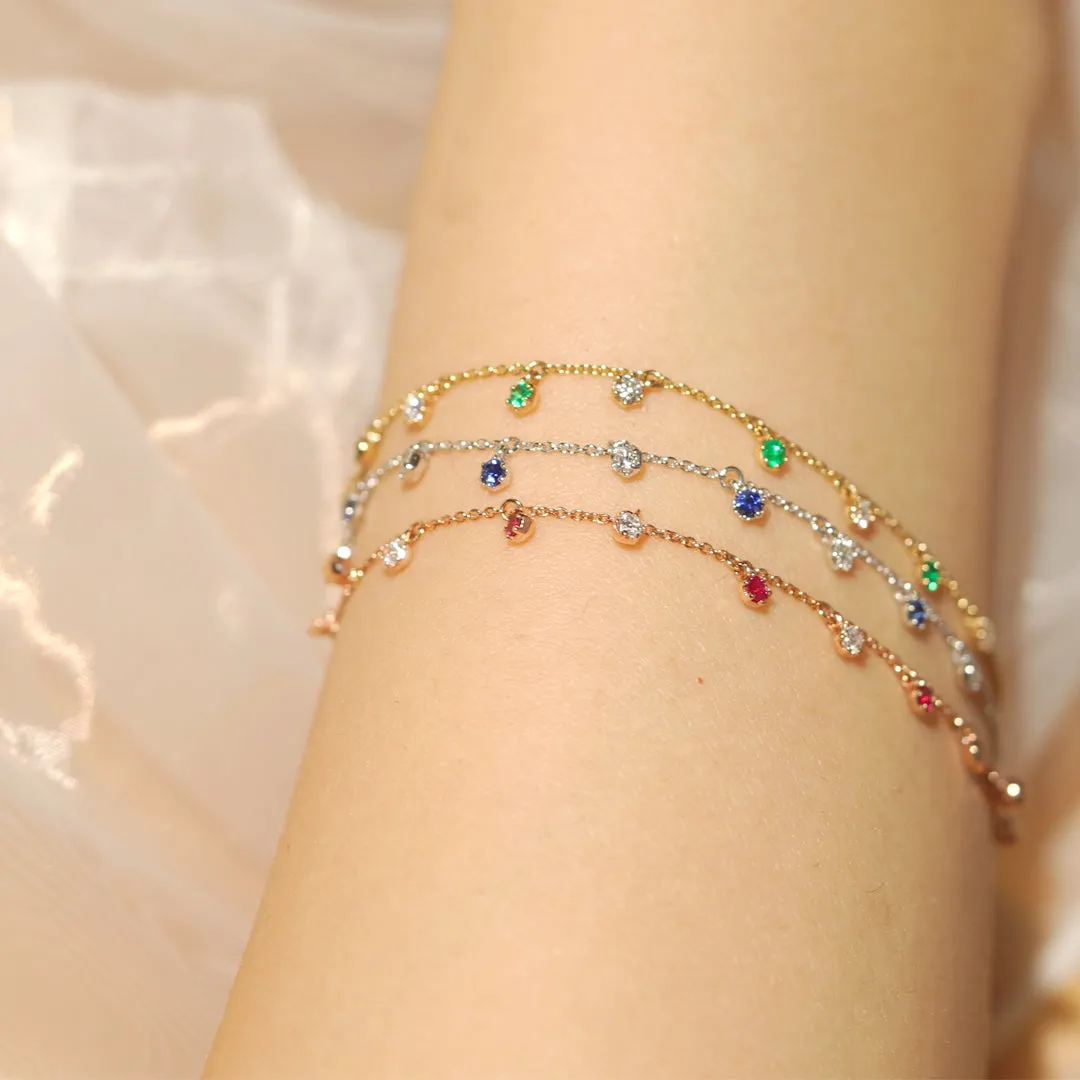 mori - 14K Rose Gold Ruby And Diamond Bracelet