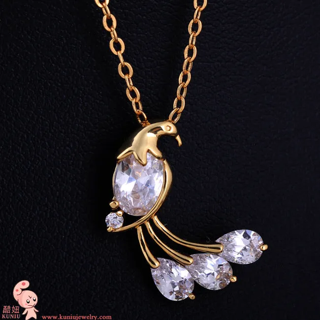 N2128 - Zircon Peacock Necklace