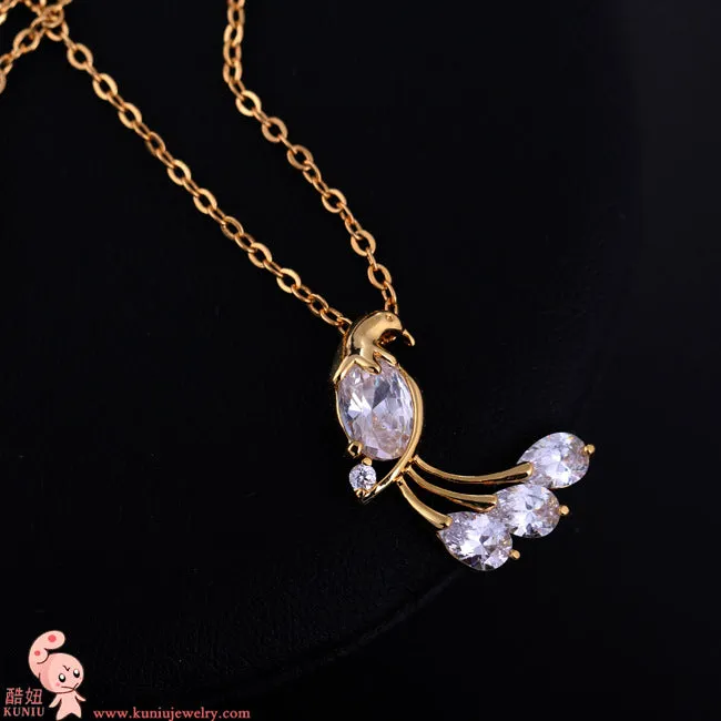 N2128 - Zircon Peacock Necklace