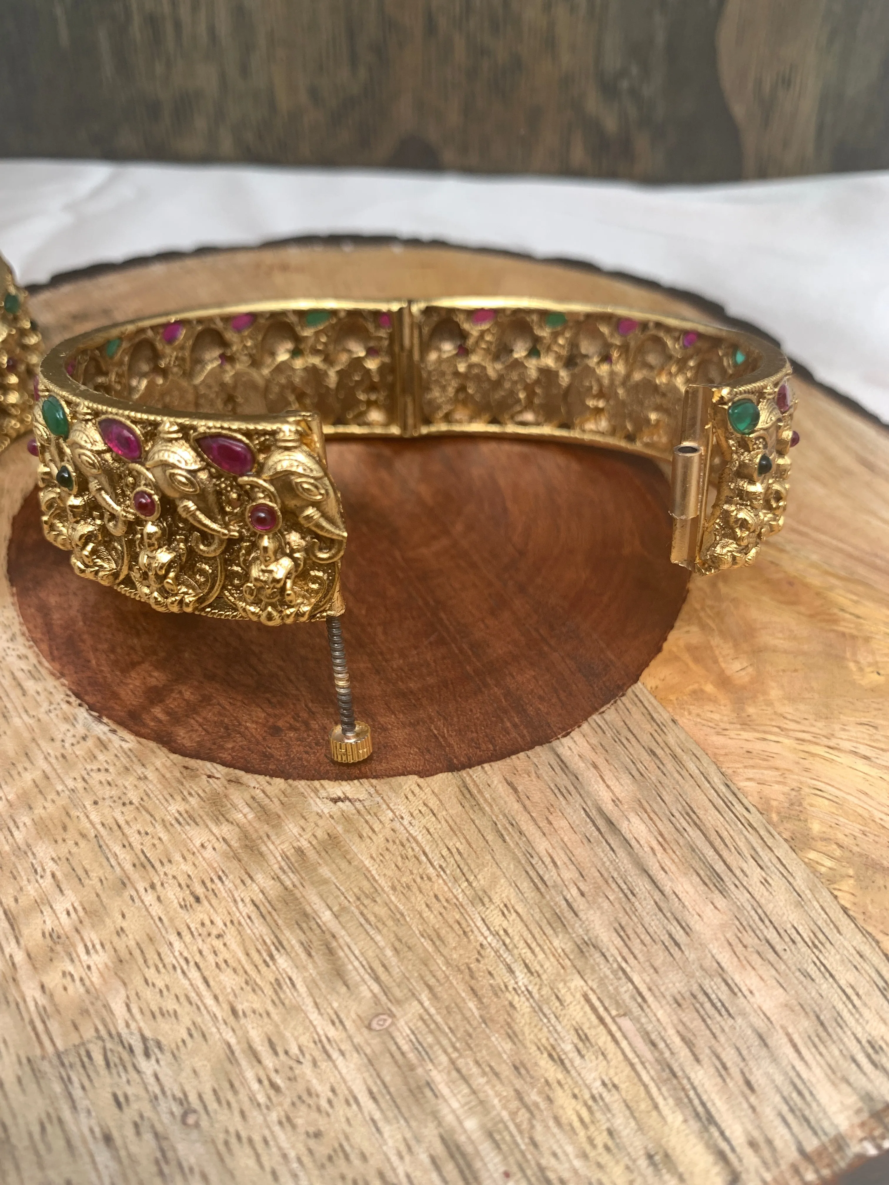 Nakshi Goddess Lakshmi and Ganesha Matte Finish Openable Bangle