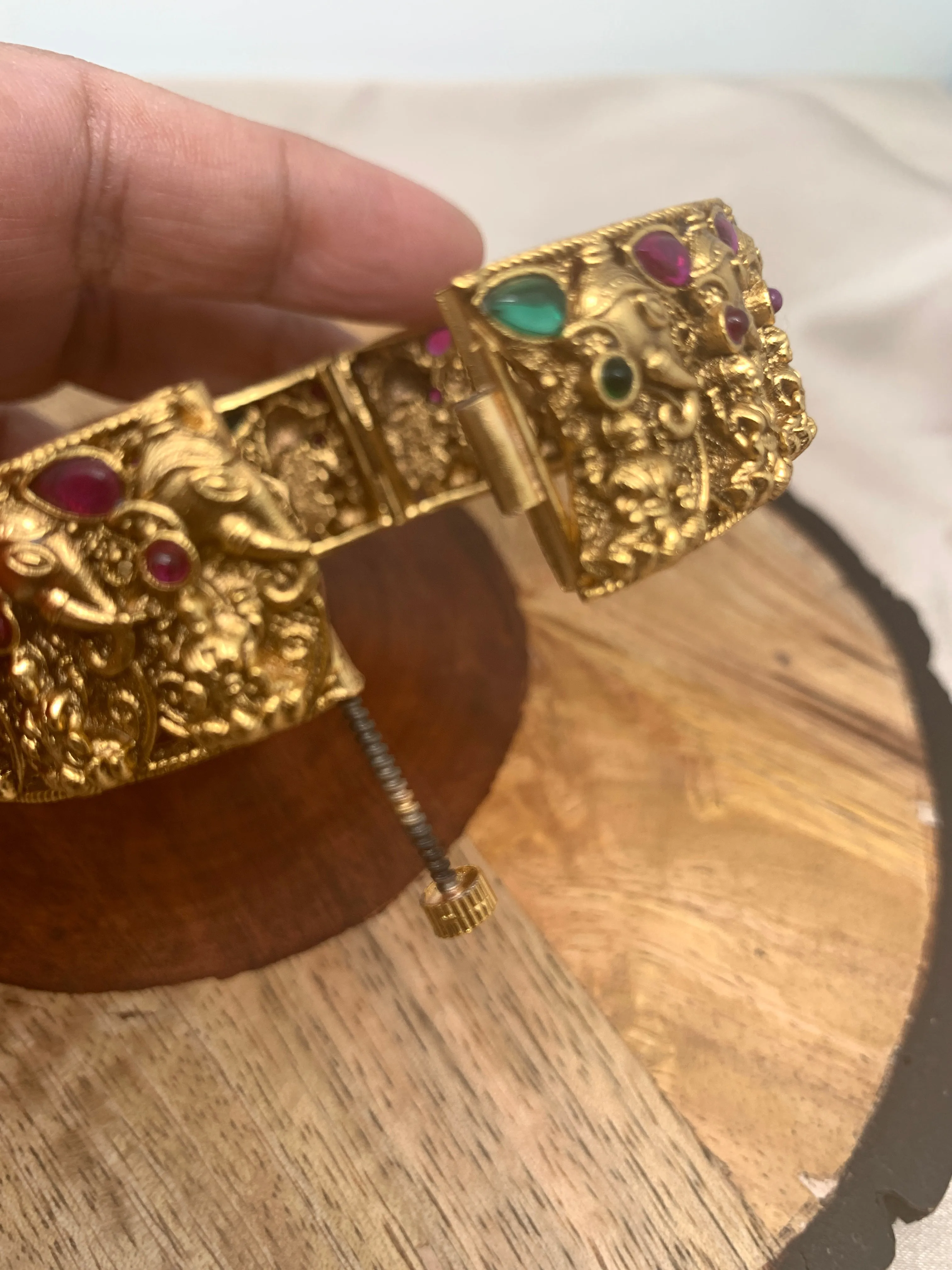 Nakshi Goddess Lakshmi and Ganesha Matte Finish Openable Bangle