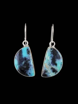 Native American Opalized Petrified Wood Sterling Silver Dangle Earrings