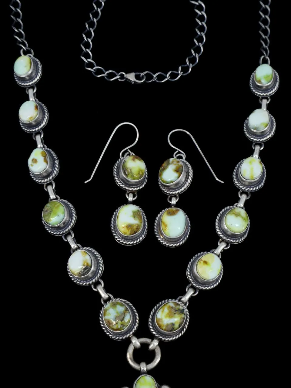 Native American Palomino Variscite Necklace and Earring Set