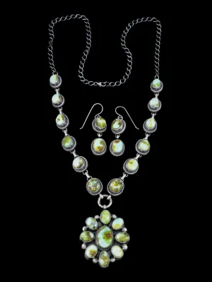 Native American Palomino Variscite Necklace and Earring Set