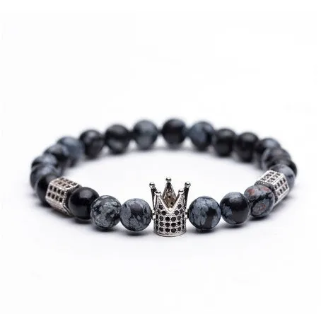 Natural stone micro crown inlaid copper bracelet white Zircon Bracelet beads bracelet Jewelry Trade electricity supplier sourcing