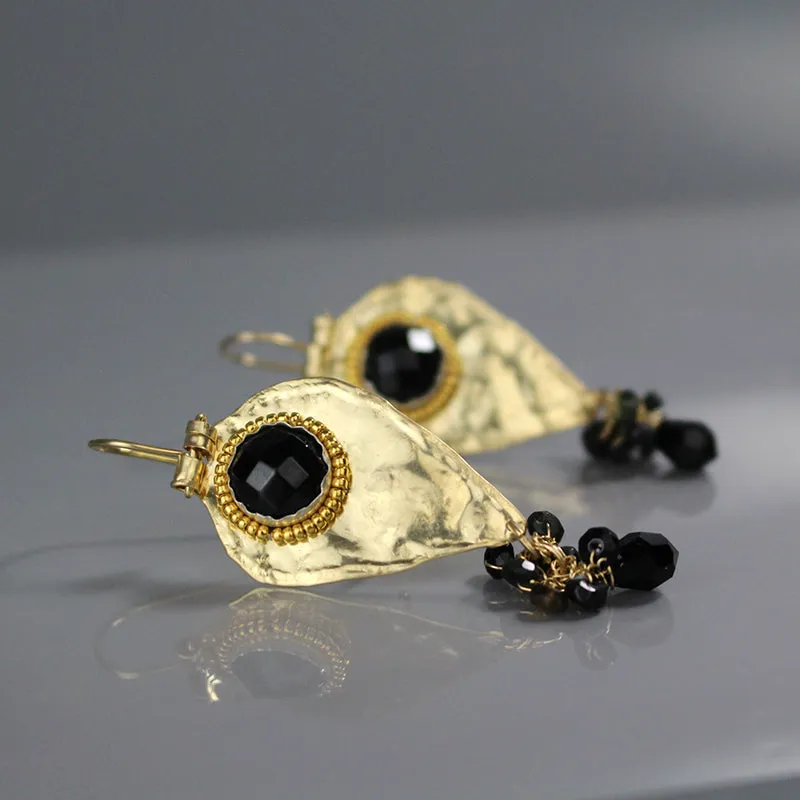 Onyx Tourmaline Big Protection Earrings