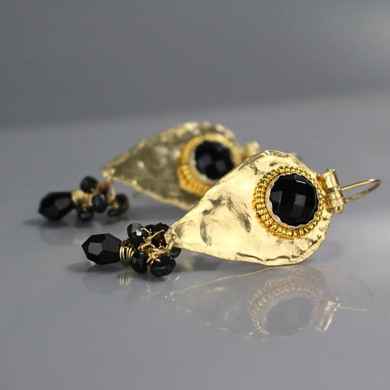 Onyx Tourmaline Big Protection Earrings