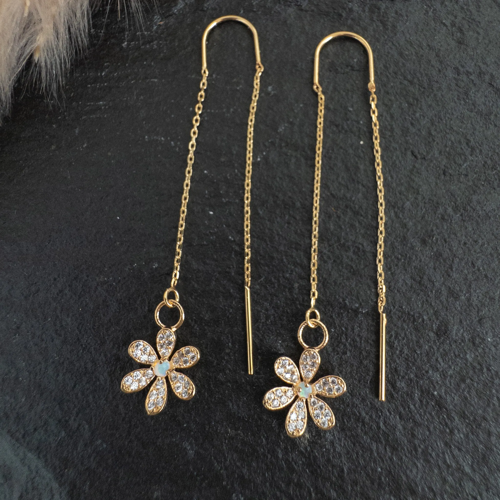 Opal Daisy Threader Earrings