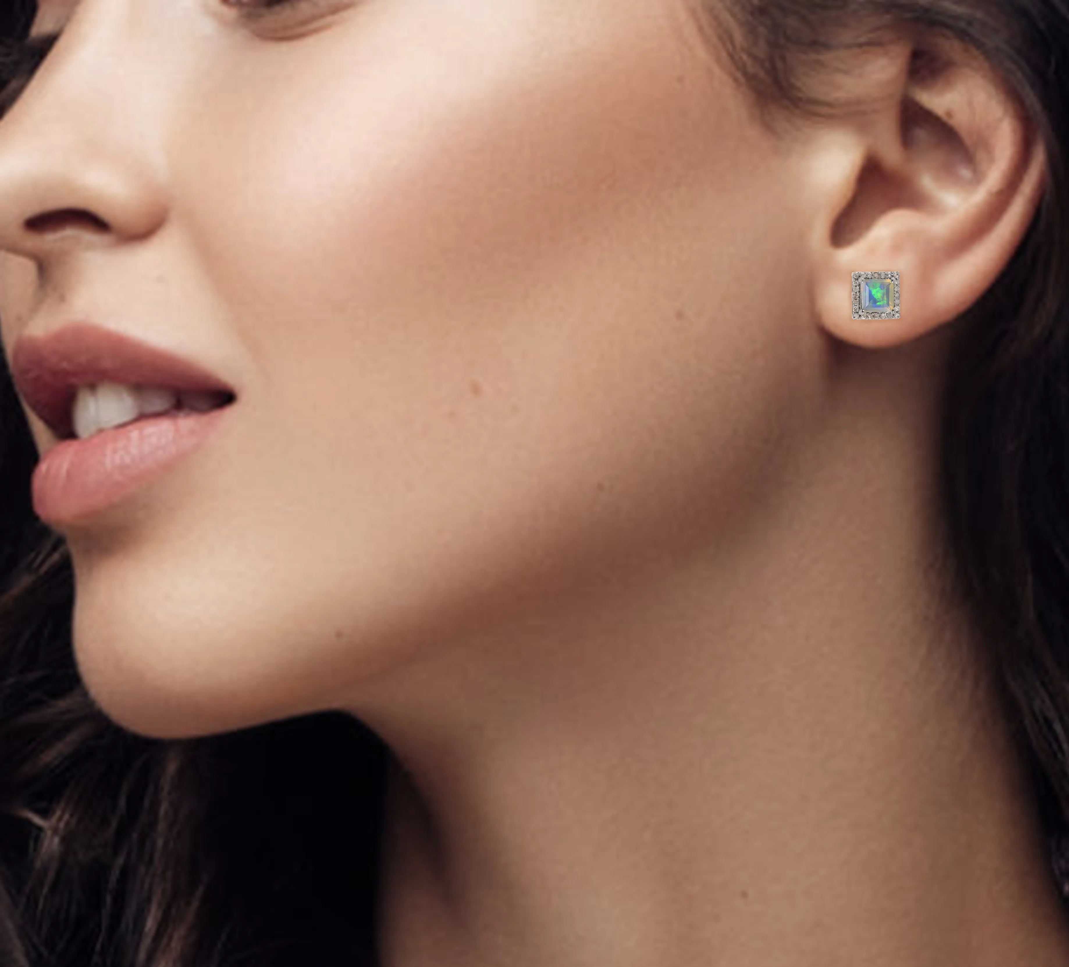 Opal Diamond Studs