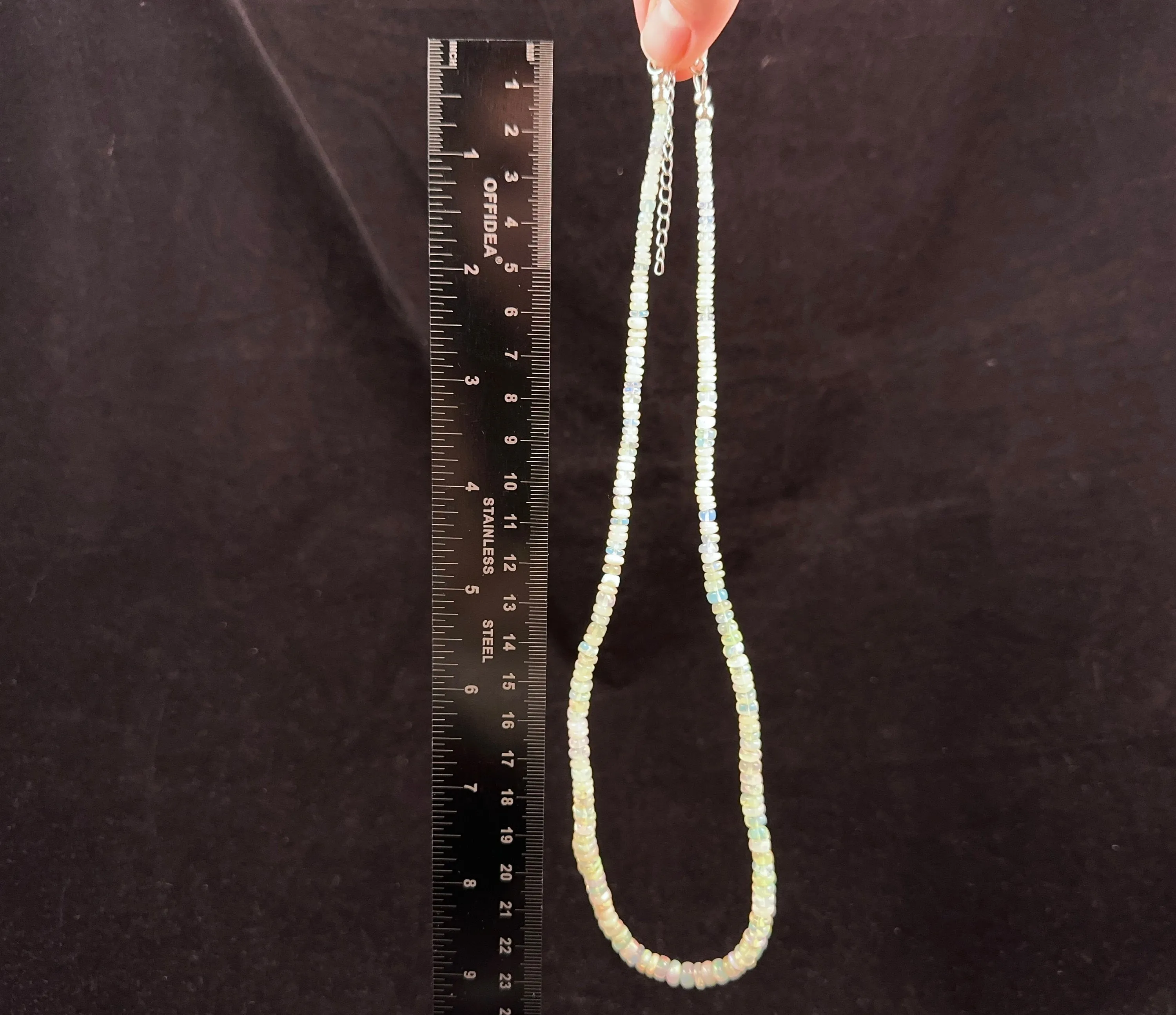 Opal Necklace - Genuine Opal Rondelle Bead Crystal Necklace from Ethiopia, 54065