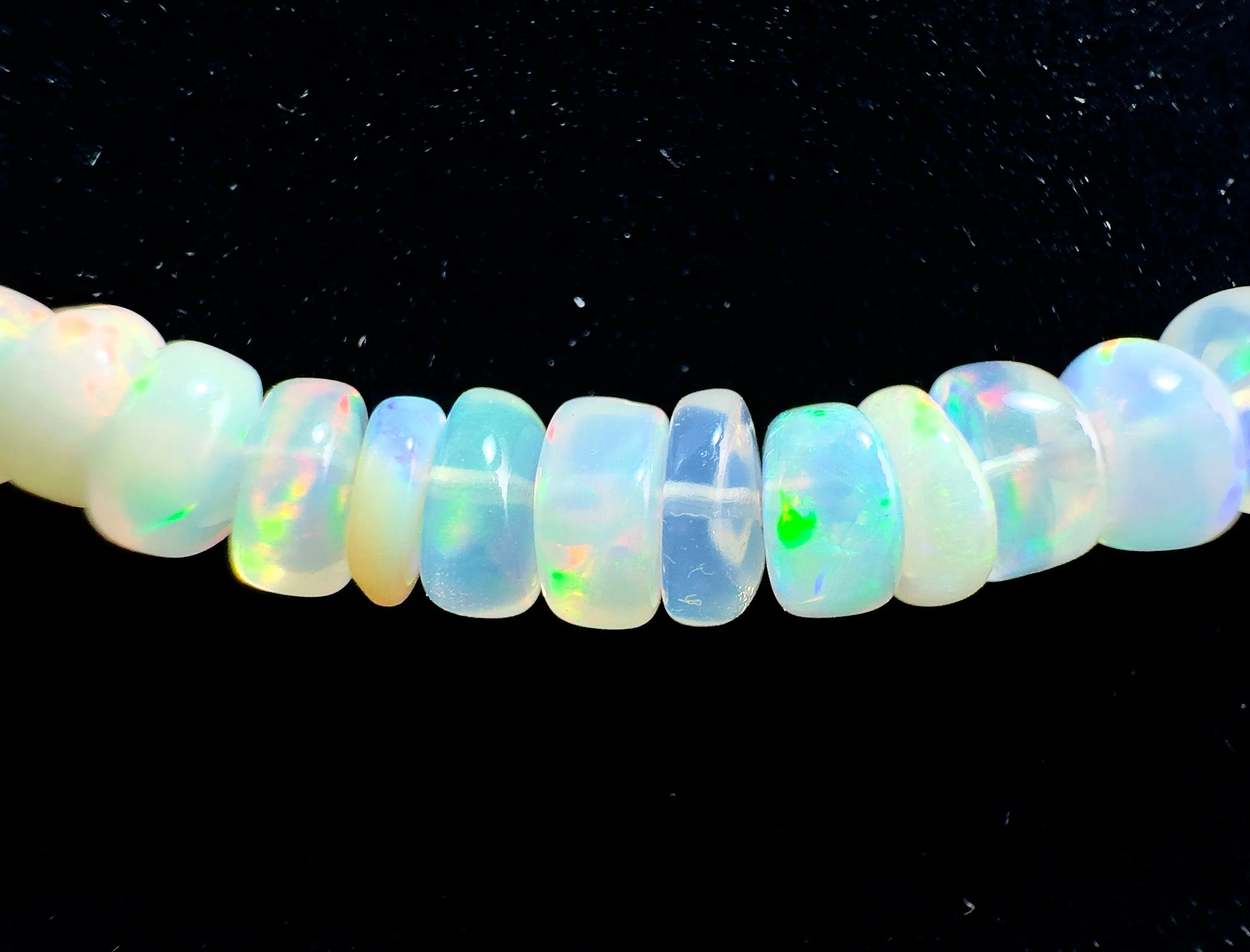 Opal Necklace - Genuine Opal Rondelle Bead Crystal Necklace from Ethiopia, 54065