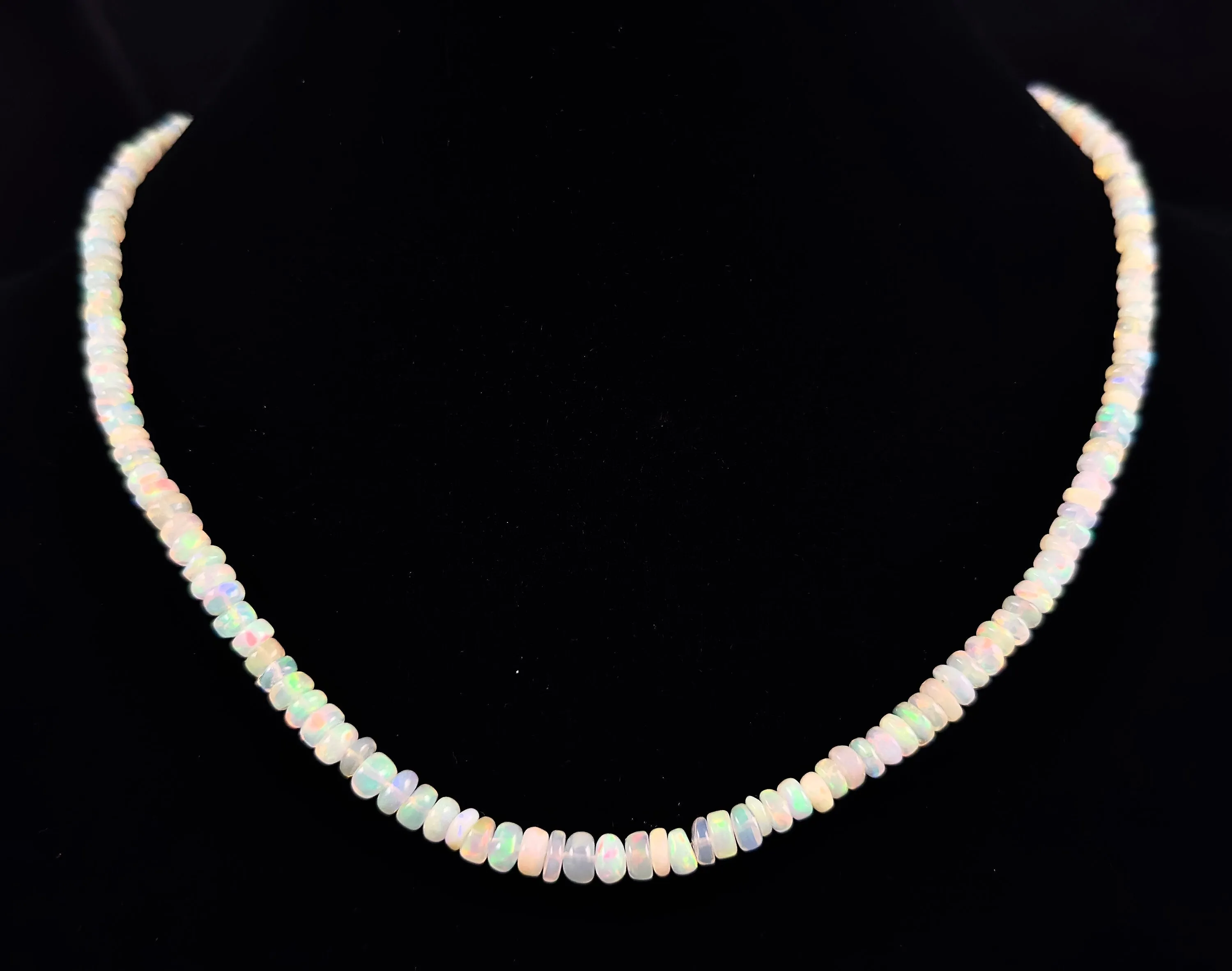 Opal Necklace - Genuine Opal Rondelle Bead Crystal Necklace from Ethiopia, 54065