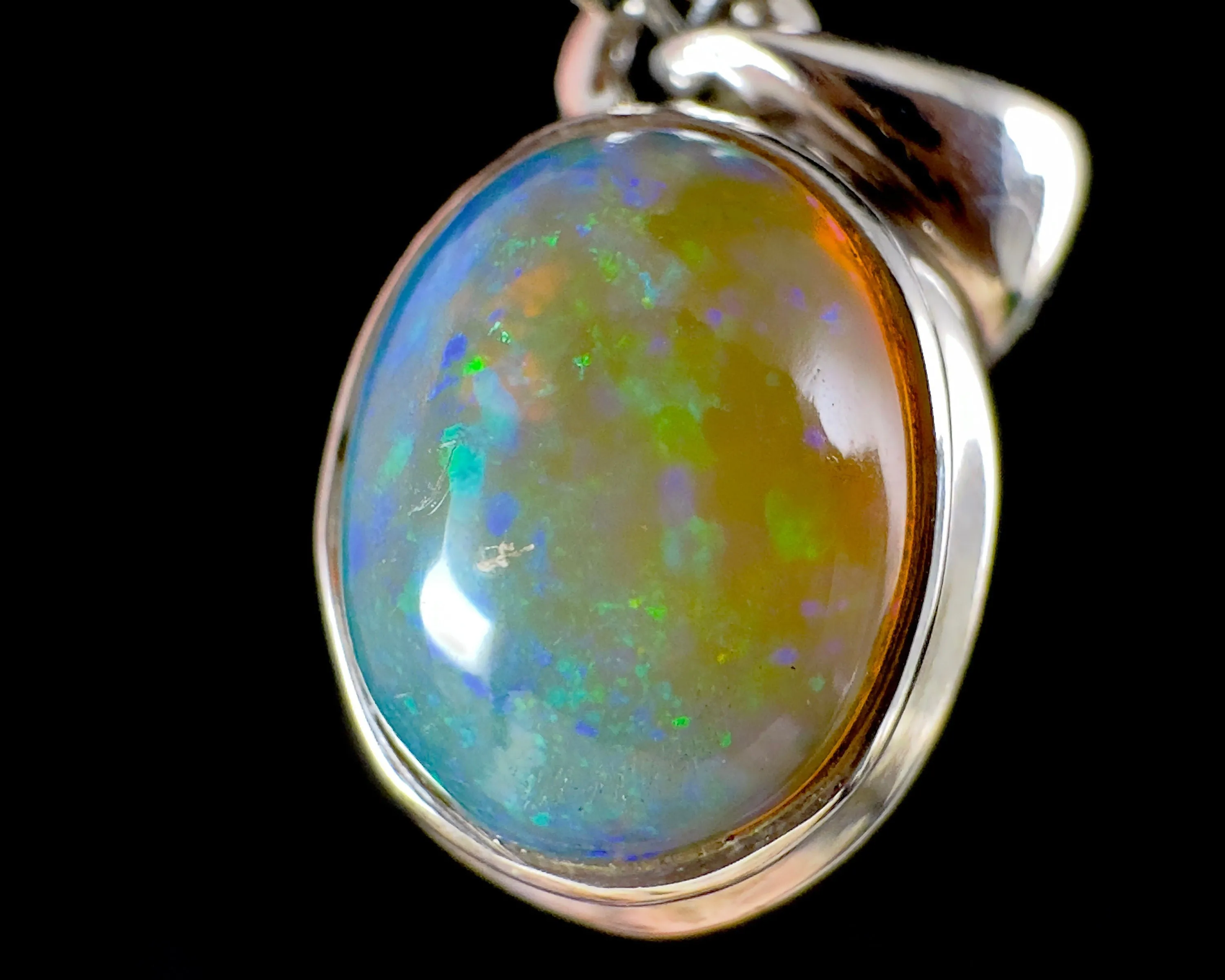 OPAL Pendant - Pinfire, Sterling Silver - Birthstone Jewelry, Opal Cabochon Necklace, Welo Opal, 54378