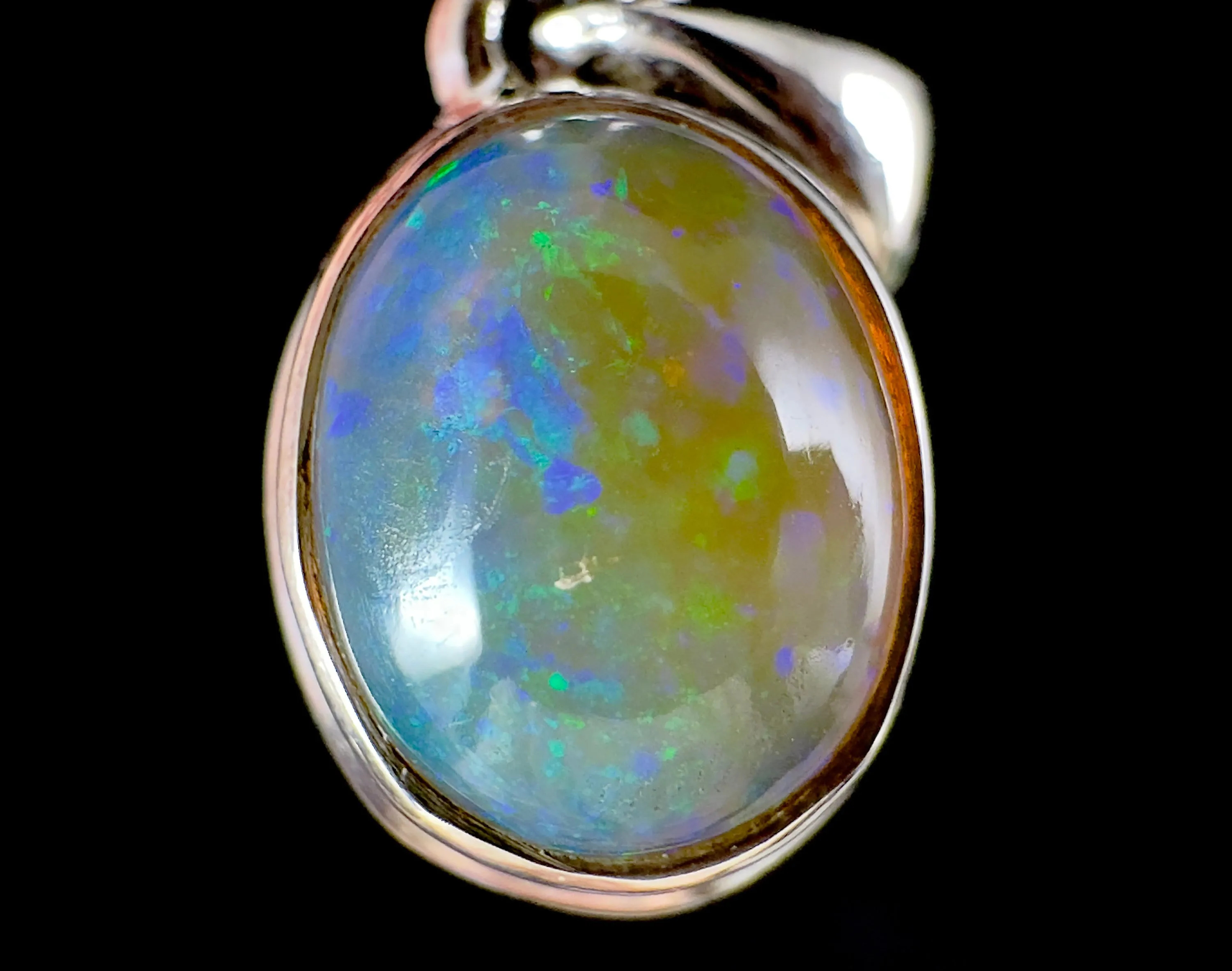 OPAL Pendant - Pinfire, Sterling Silver - Birthstone Jewelry, Opal Cabochon Necklace, Welo Opal, 54378