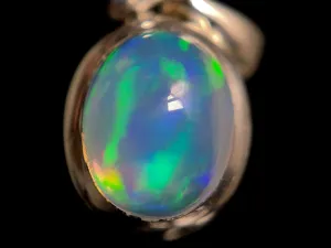 OPAL Pendant - Sterling Silver, 8x10mm Oval Cabochon - Opal Necklace, Birthstone Necklace, Opal Jewelry, Welo Opal, 49041