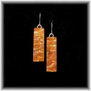 Orange Long Rectangle Dangle Earrings