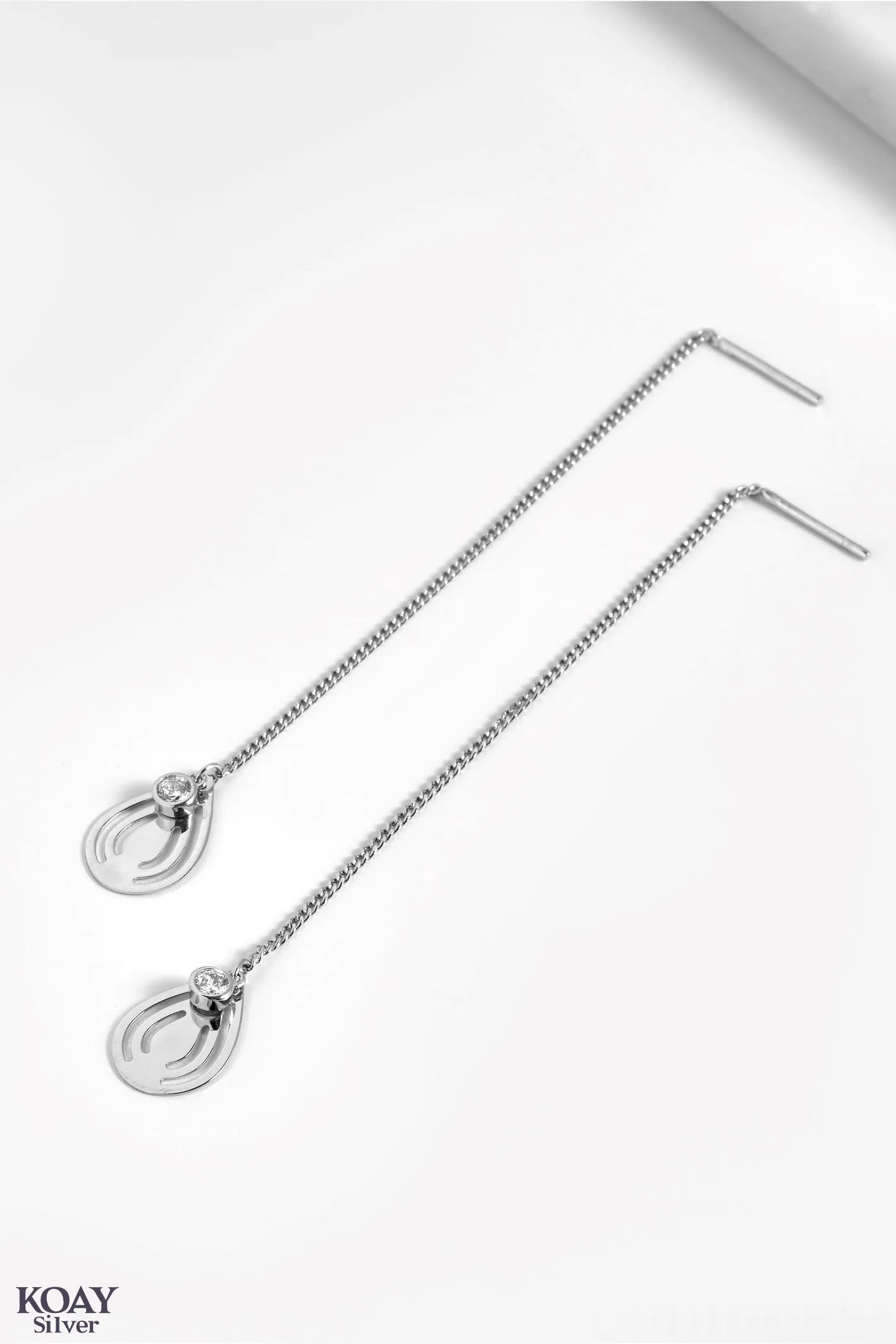 Oval Zircon Chain (05)	Earring