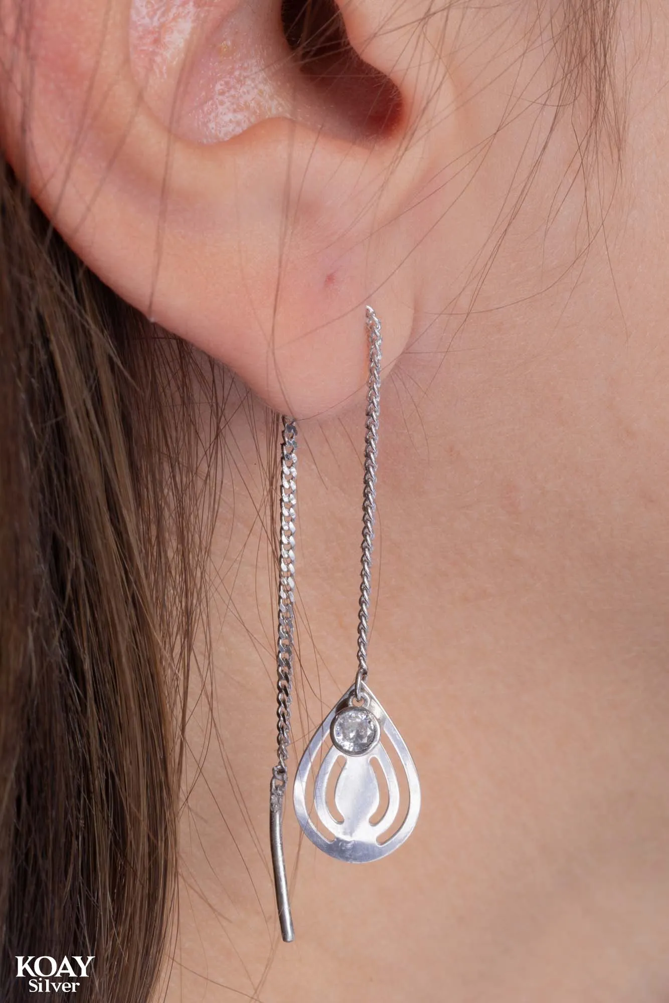 Oval Zircon Chain (05)	Earring