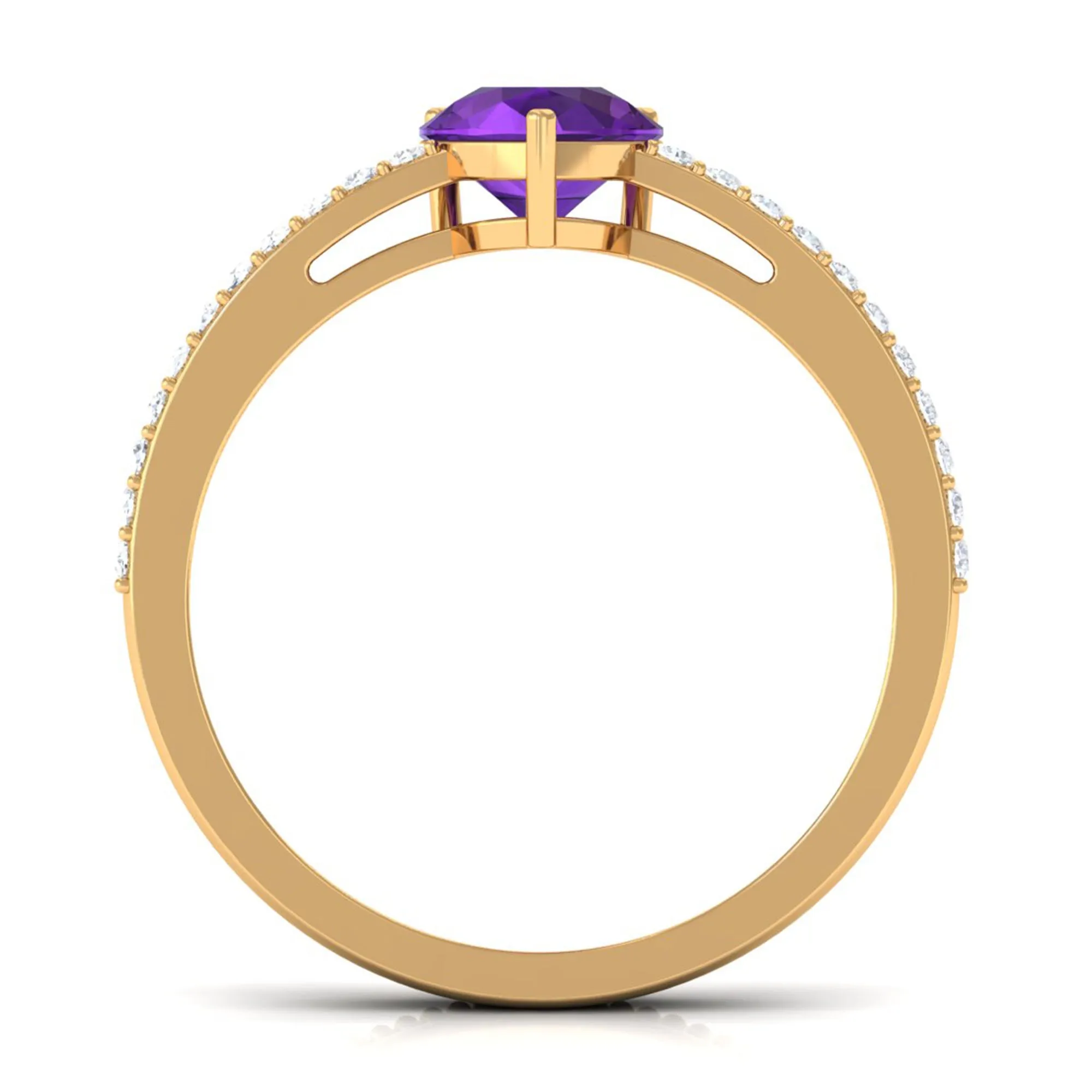 Pear Shaped Amethyst and Diamond Solitaire Ring with Twisted Rope