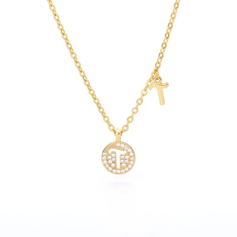 Personalized Dainty Zircon Letter Initial Pendant Necklaces