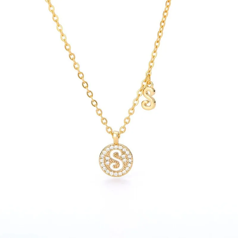 Personalized Dainty Zircon Letter Initial Pendant Necklaces