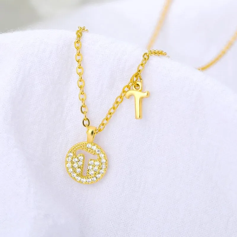 Personalized Dainty Zircon Letter Initial Pendant Necklaces
