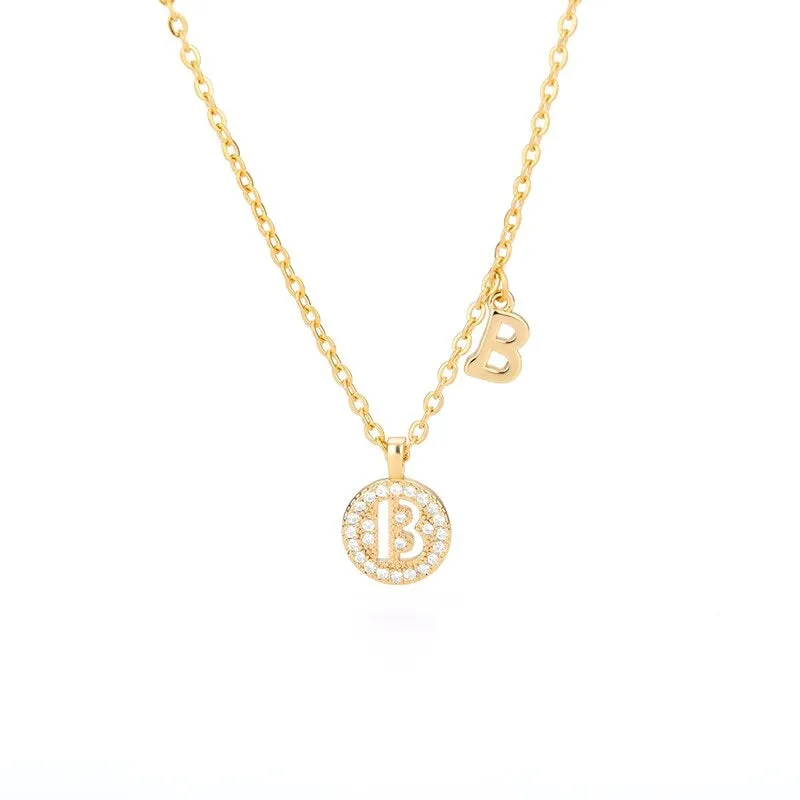 Personalized Dainty Zircon Letter Initial Pendant Necklaces