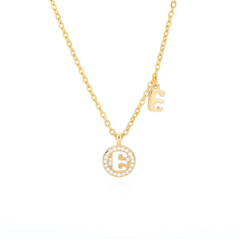 Personalized Dainty Zircon Letter Initial Pendant Necklaces