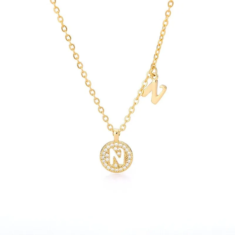 Personalized Dainty Zircon Letter Initial Pendant Necklaces