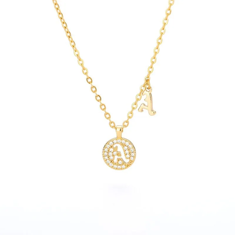 Personalized Dainty Zircon Letter Initial Pendant Necklaces