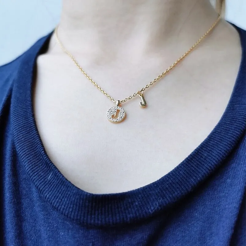 Personalized Dainty Zircon Letter Initial Pendant Necklaces