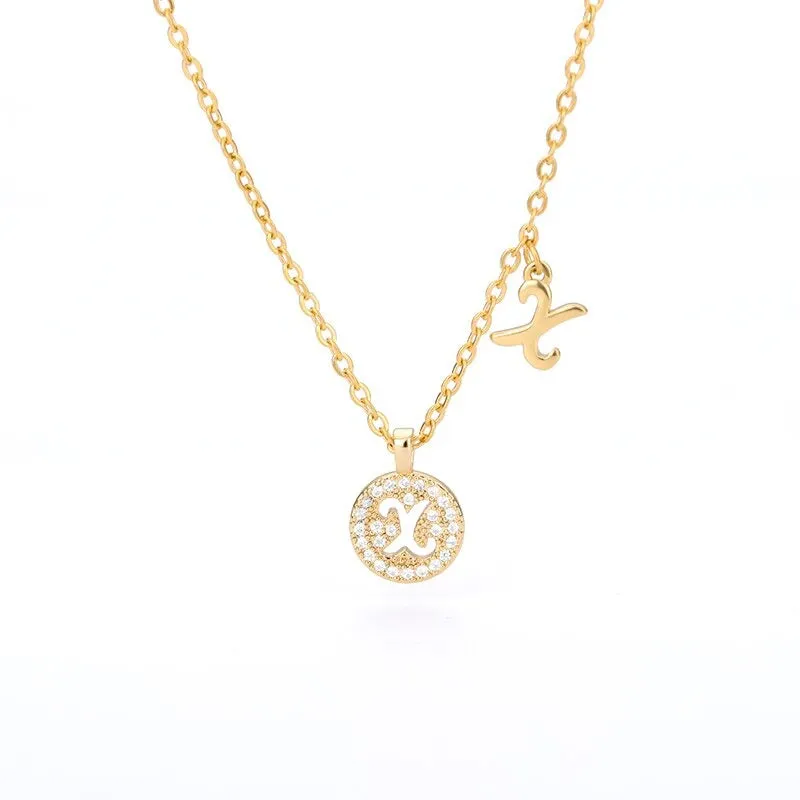 Personalized Dainty Zircon Letter Initial Pendant Necklaces
