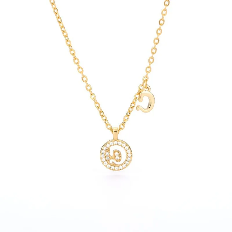 Personalized Dainty Zircon Letter Initial Pendant Necklaces