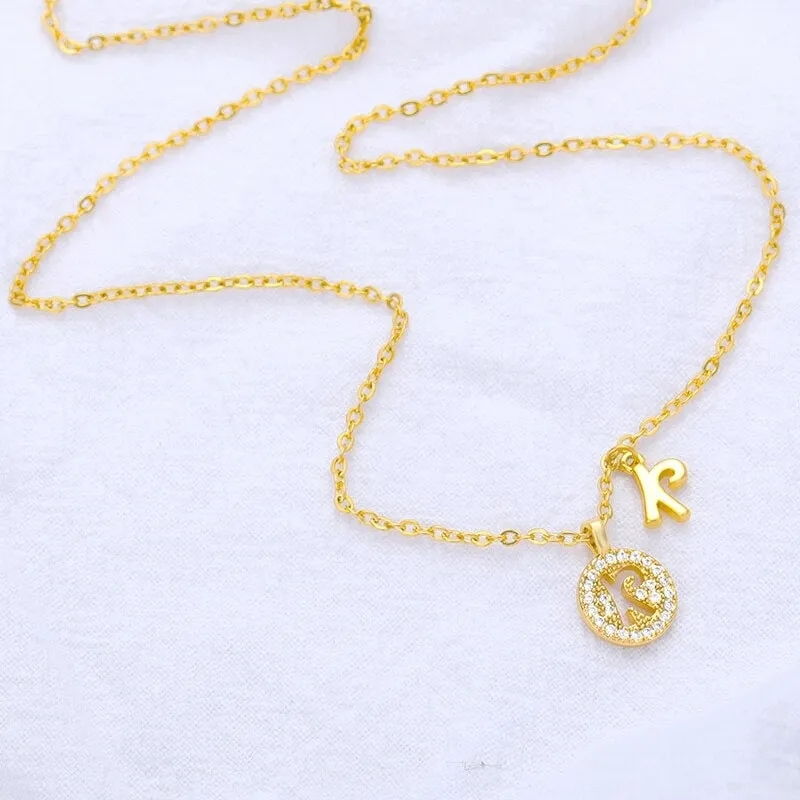 Personalized Dainty Zircon Letter Initial Pendant Necklaces