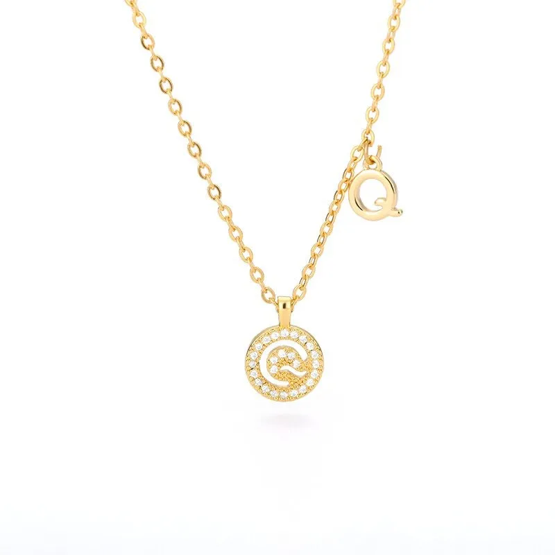 Personalized Dainty Zircon Letter Initial Pendant Necklaces