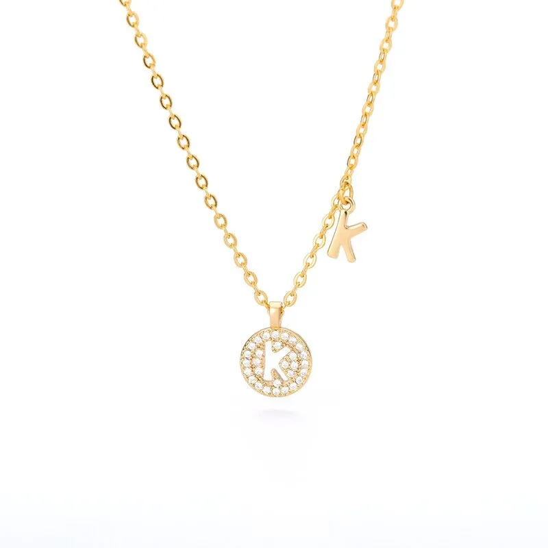 Personalized Dainty Zircon Letter Initial Pendant Necklaces