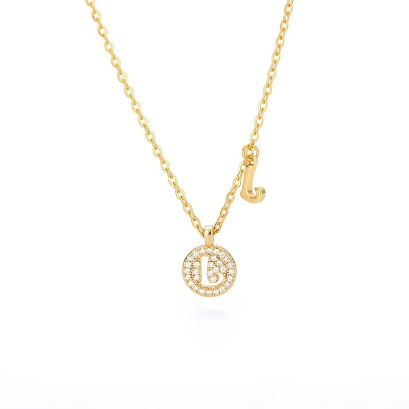 Personalized Dainty Zircon Letter Initial Pendant Necklaces