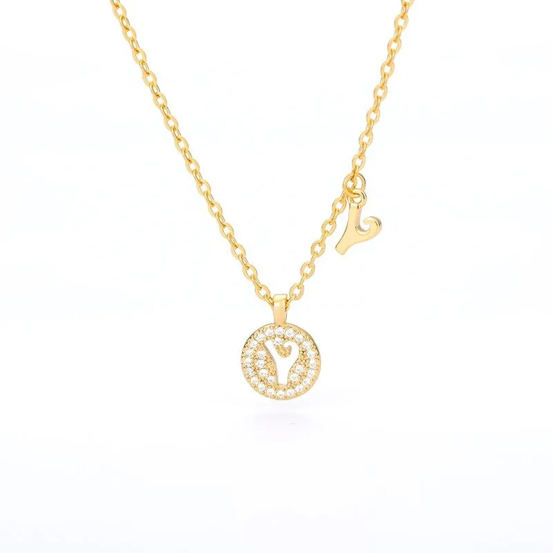 Personalized Dainty Zircon Letter Initial Pendant Necklaces