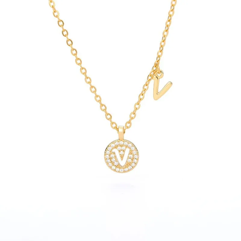 Personalized Dainty Zircon Letter Initial Pendant Necklaces
