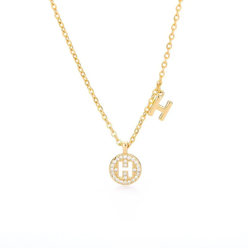 Personalized Dainty Zircon Letter Initial Pendant Necklaces