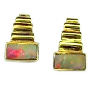Pink Green Boulder Opal Studs