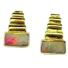 Pink Green Boulder Opal Studs