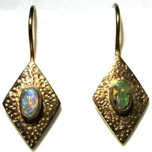 Pink, green multi coloured 9k drop earrings