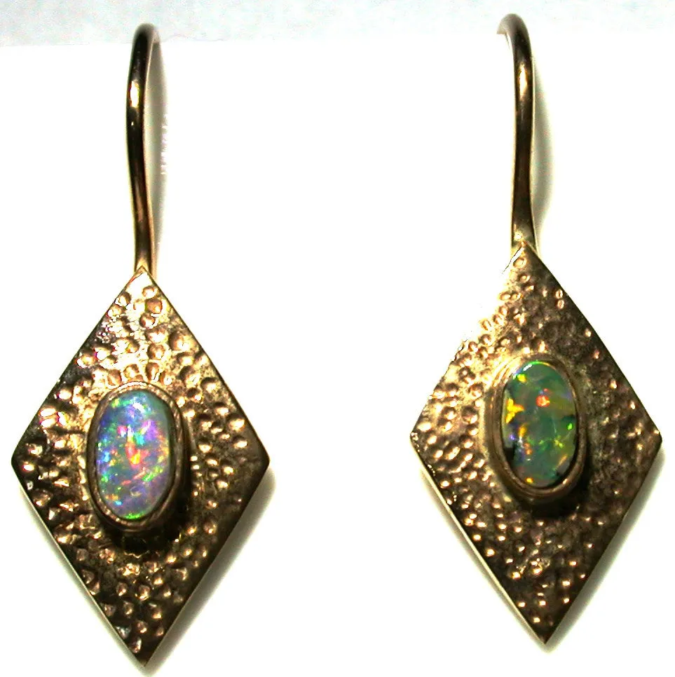 Pink, green multi coloured 9k drop earrings