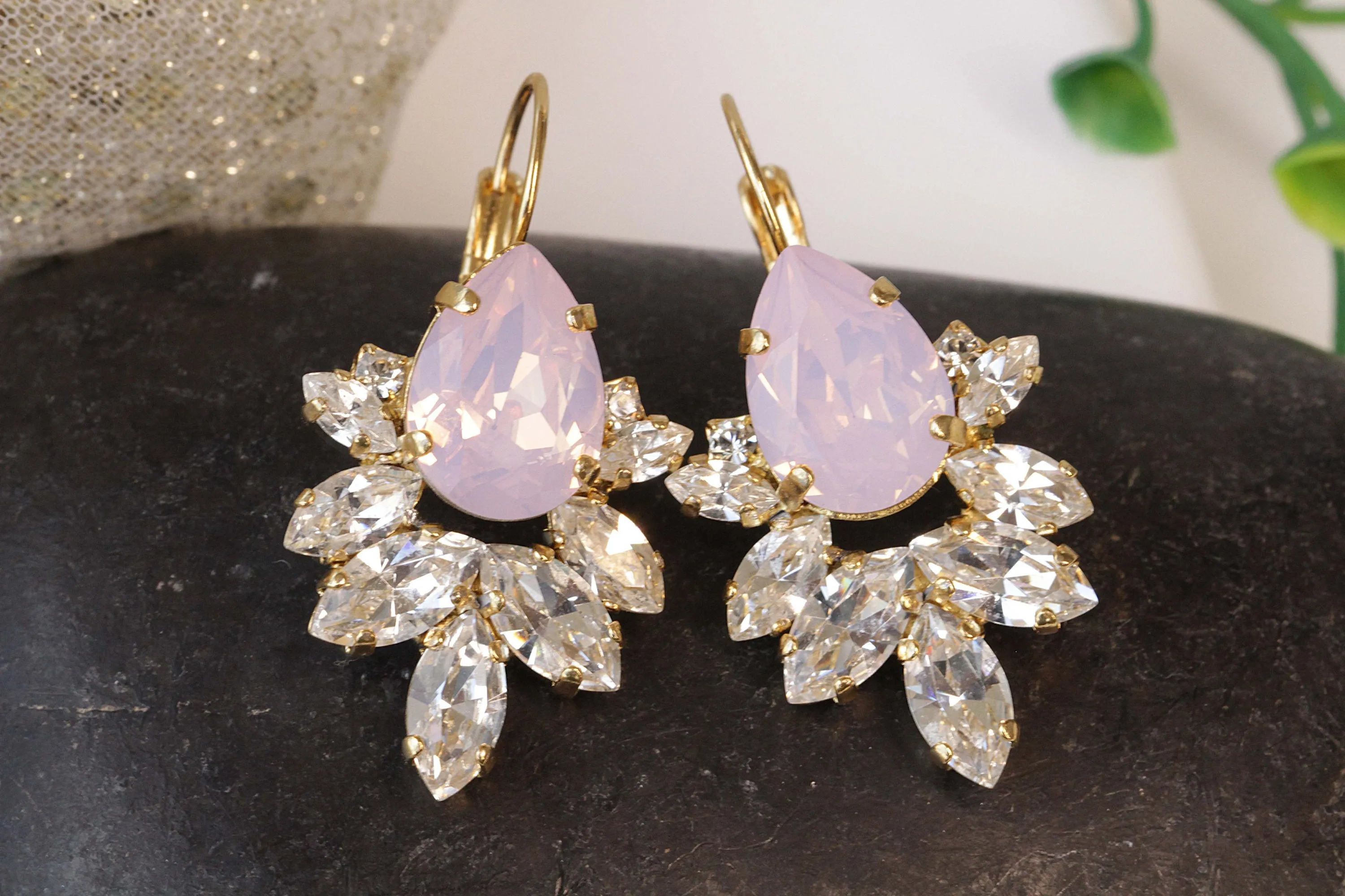 Pink Opal CRYSTAL EARRINGS