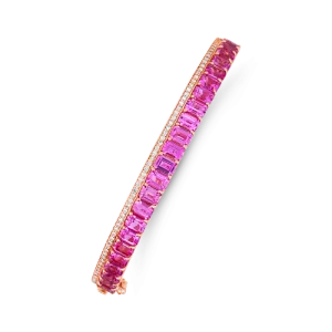 Pink Sapphire & Diamond Bangle Bracelet