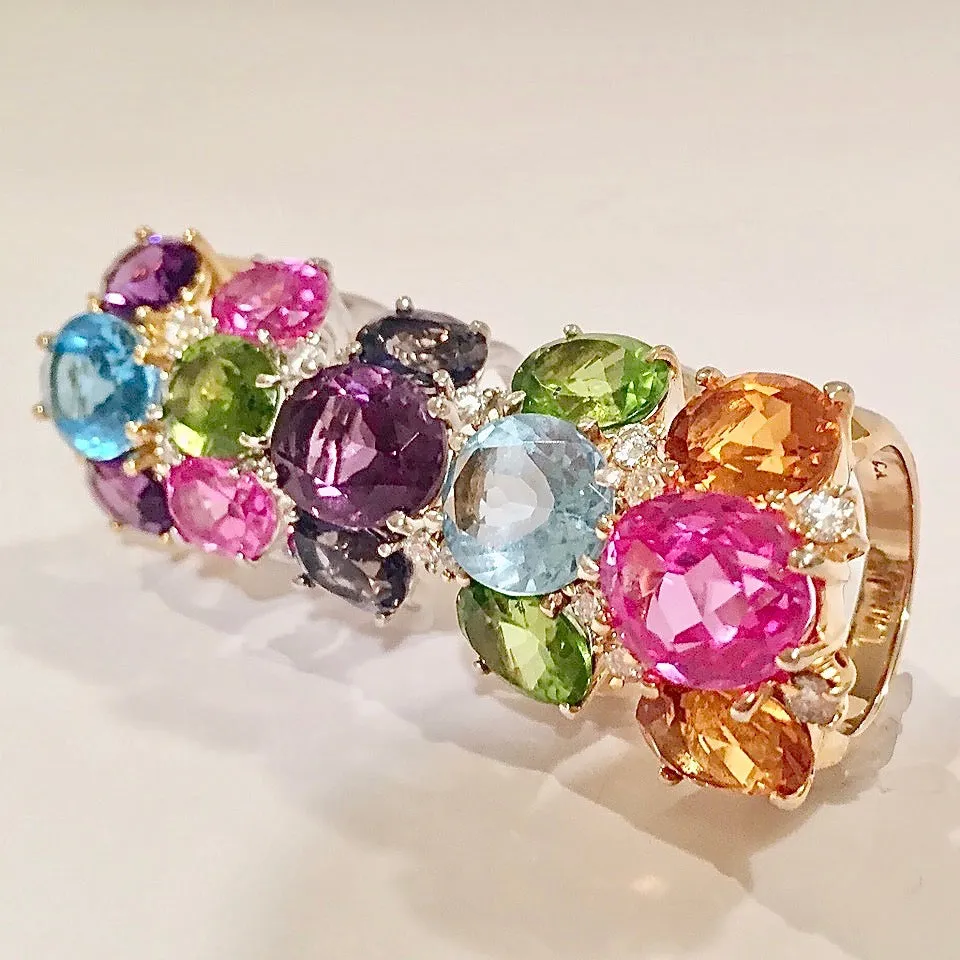 Platinum Cushion Cut Diamond and Sapphire Halo set Ring