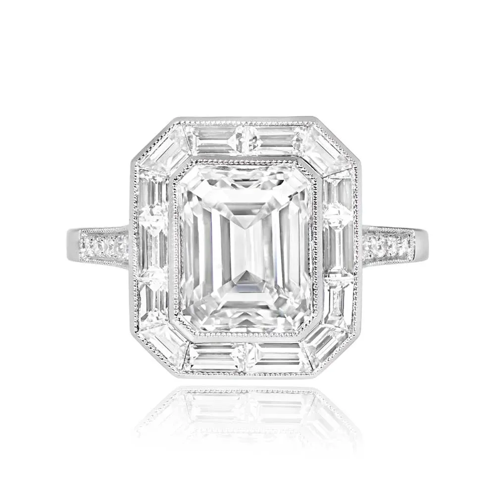 Platinum Cushion Cut Diamond and Sapphire Halo set Ring