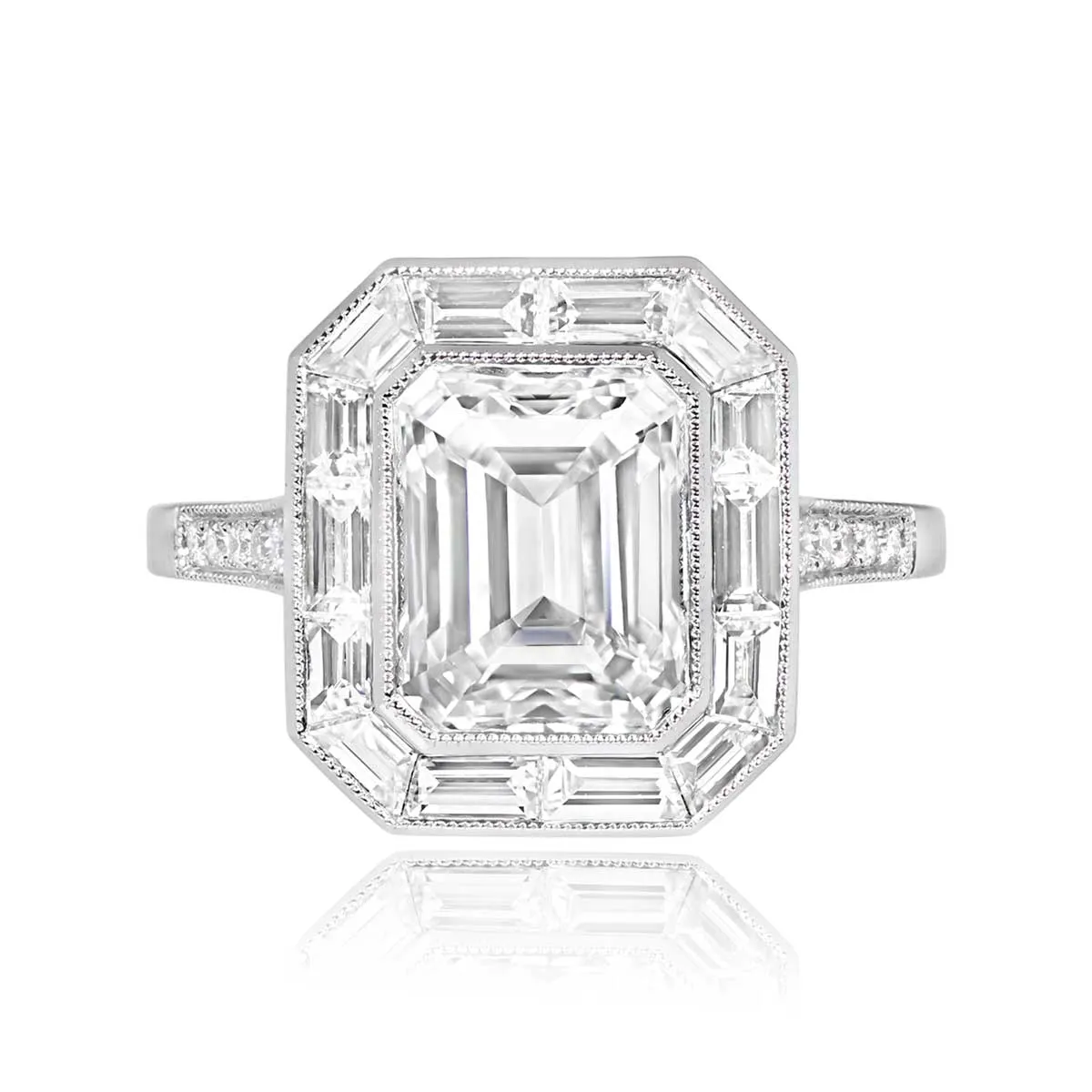 Platinum Cushion Cut Diamond and Sapphire Halo set Ring